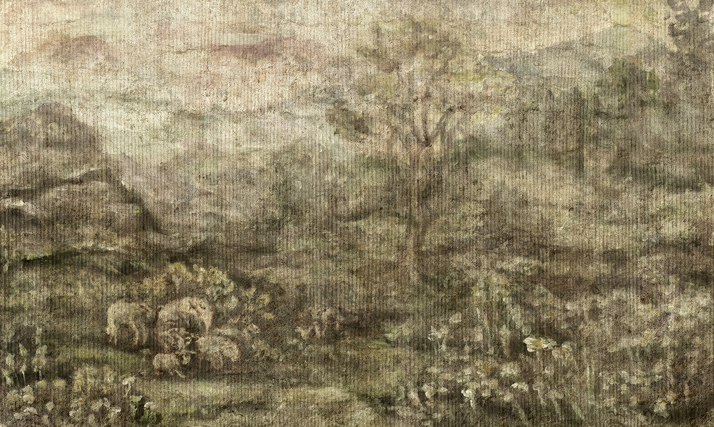 Tapeta artystyczna Lascaux — Owcze historie, wizualizacja wnętrza | Wallfam