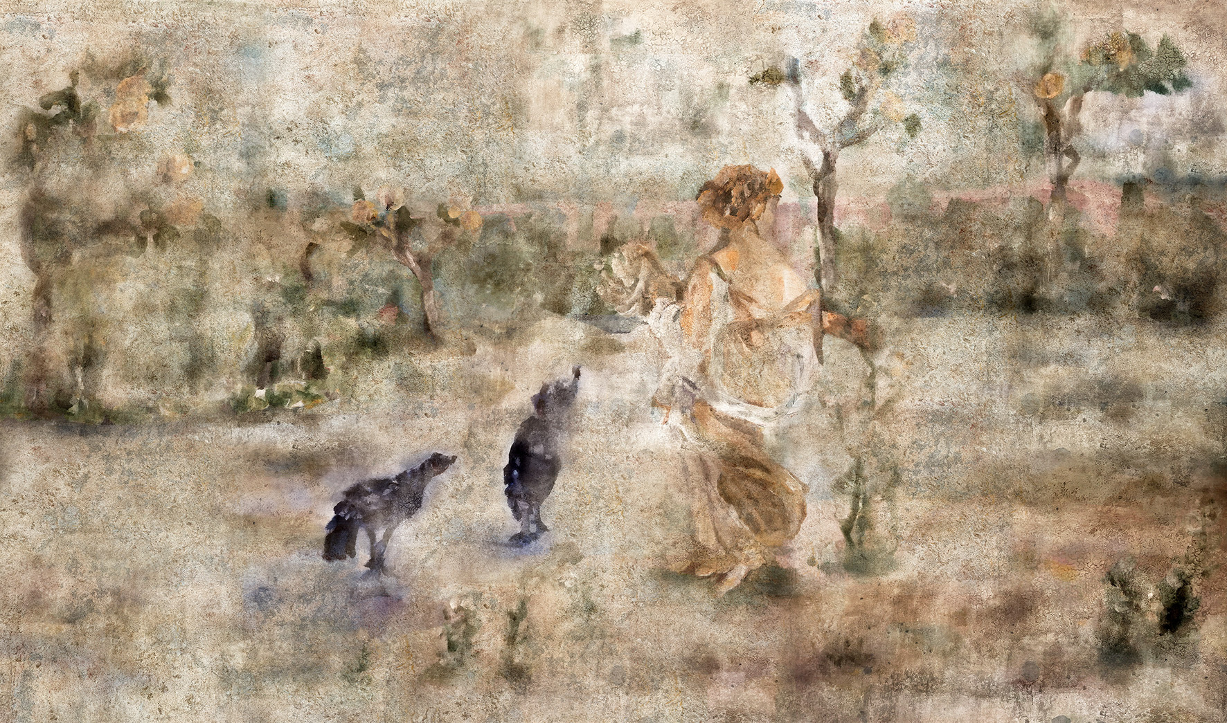 Tapeta artystyczna Lascaux — Panna w ogrodzie, wizualizacja wnętrza | Wallfam
