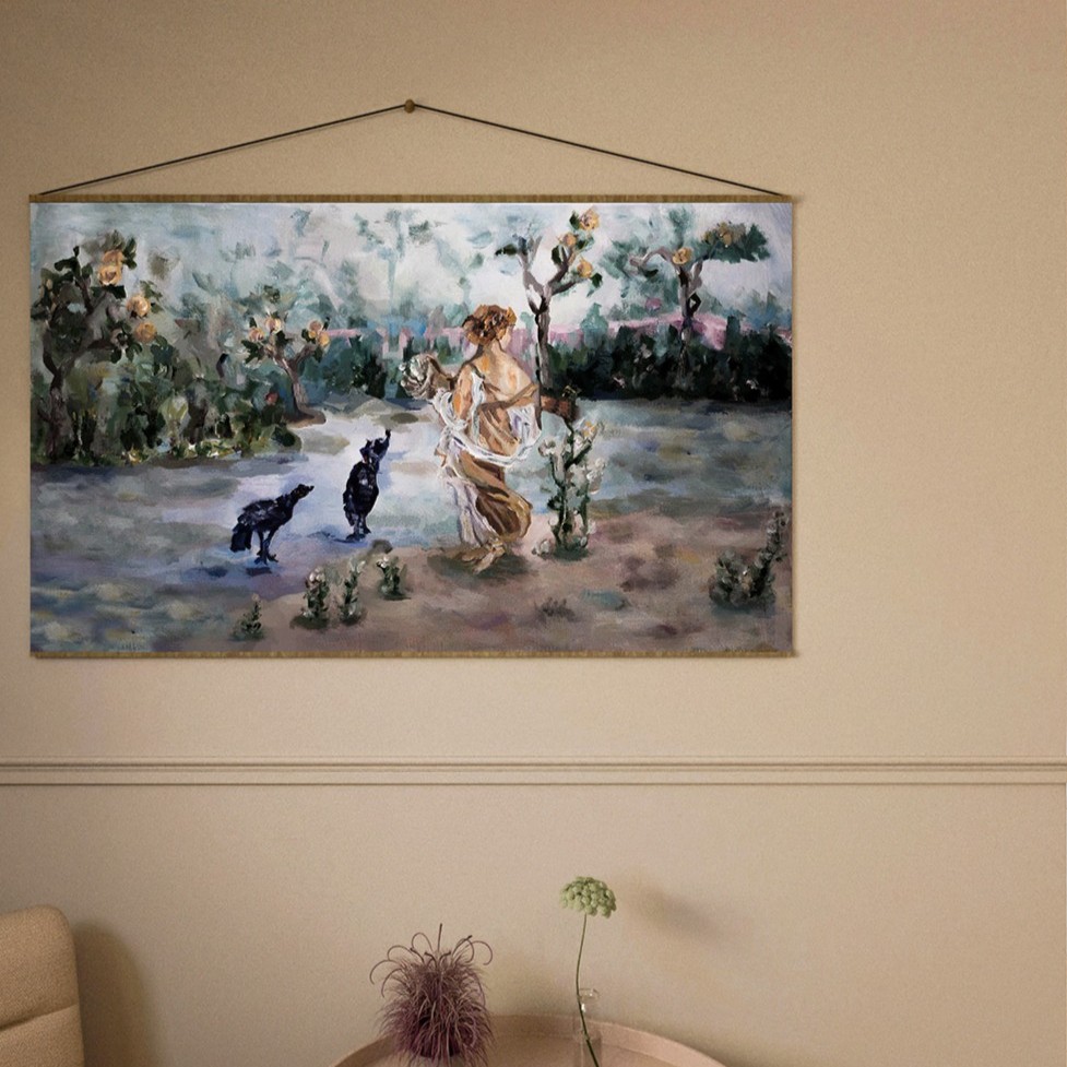 Ręcznie malowany obraz botaniczny — Panna w ogrodzie, wersja 3 | Wallfam