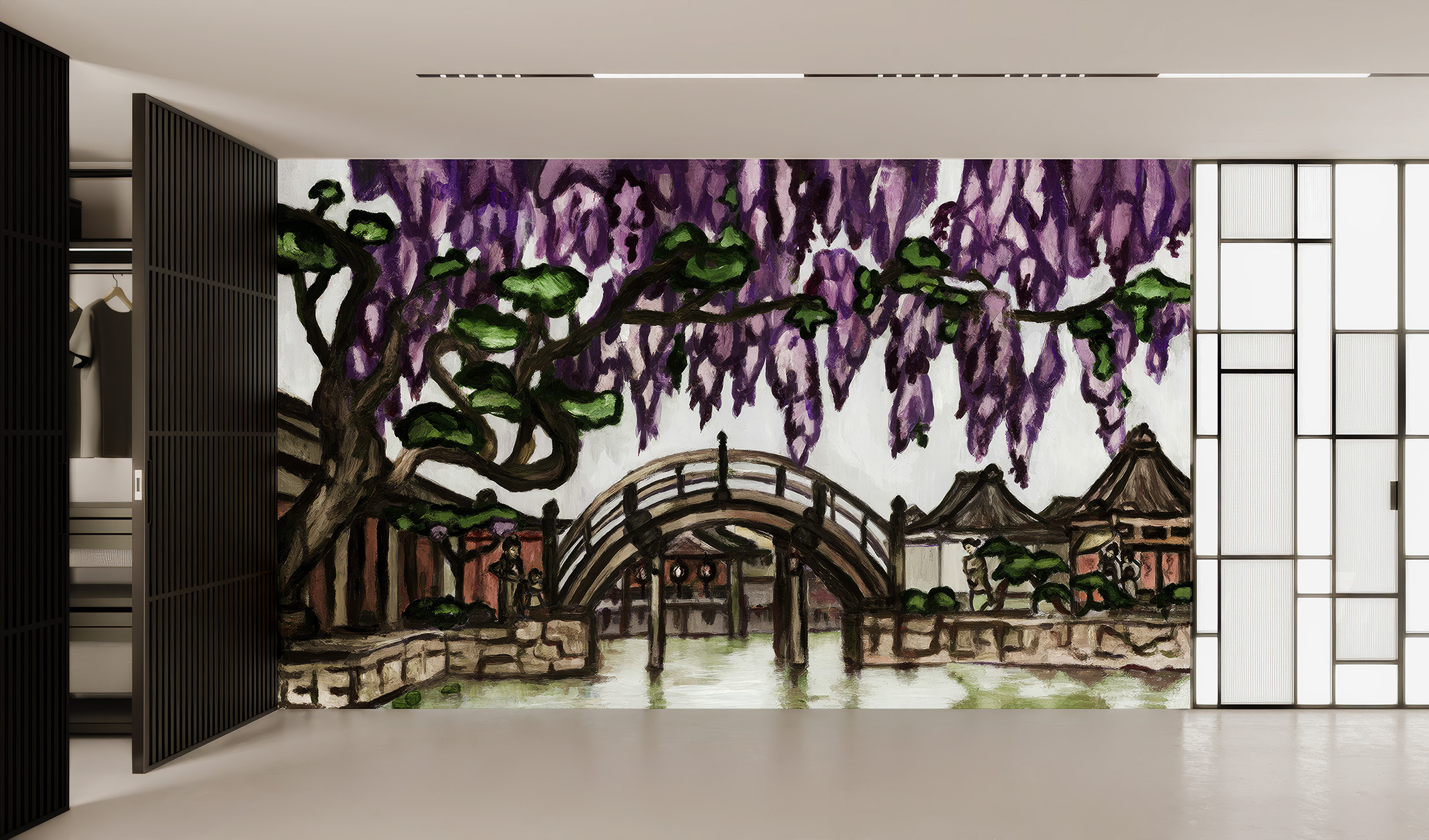 Tapeta artystyczna Arles — Most z wisterii, wizualizacja wnętrza | Wallfam