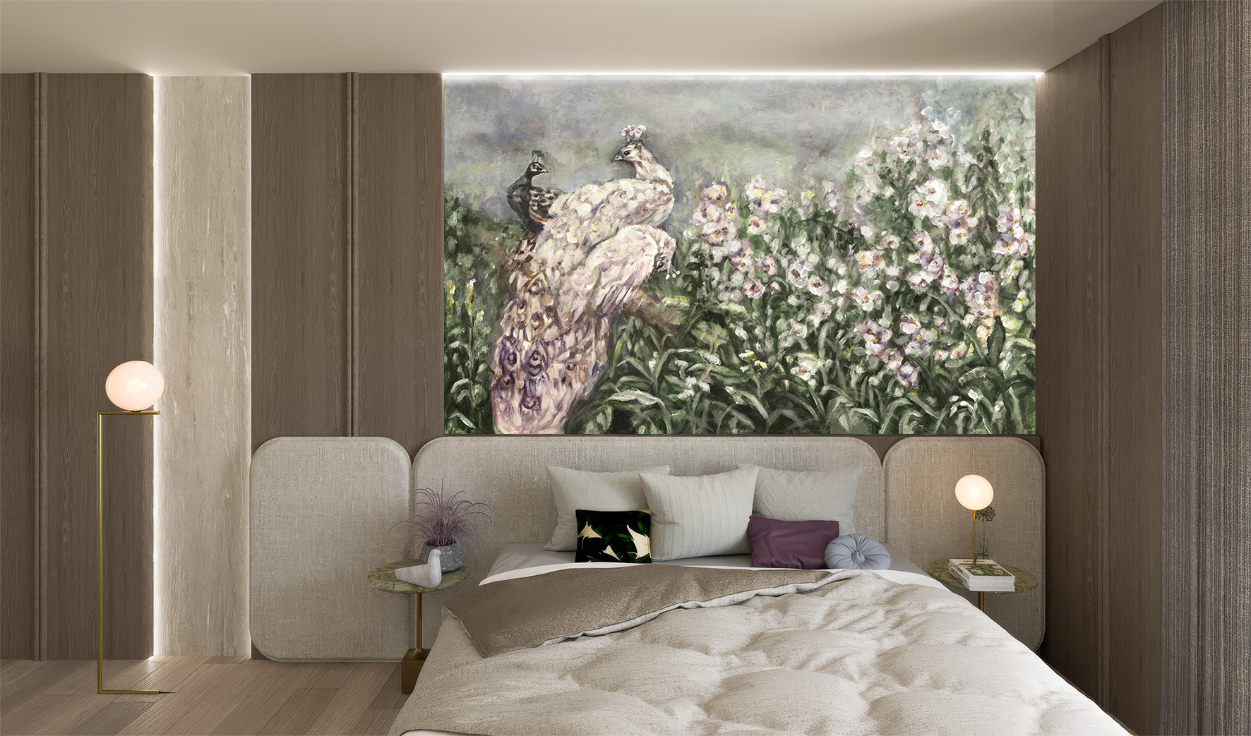 Tapeta artystyczna Arles — Paleta piór, wizualizacja wnętrza | Wallfam