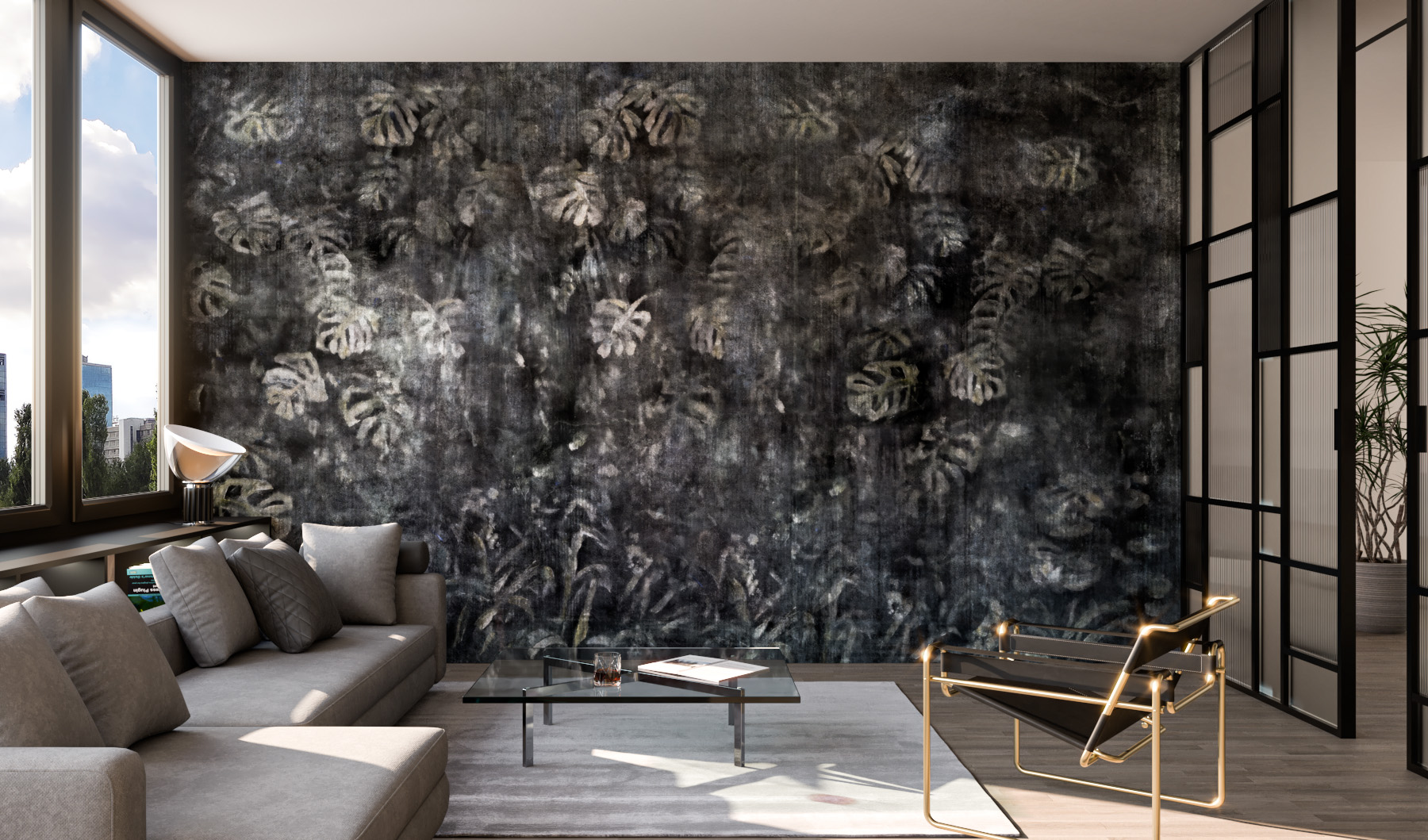 Tapeta artystyczna Lascaux — Rośliny nocy, wizualizacja wnętrza | Wallfam