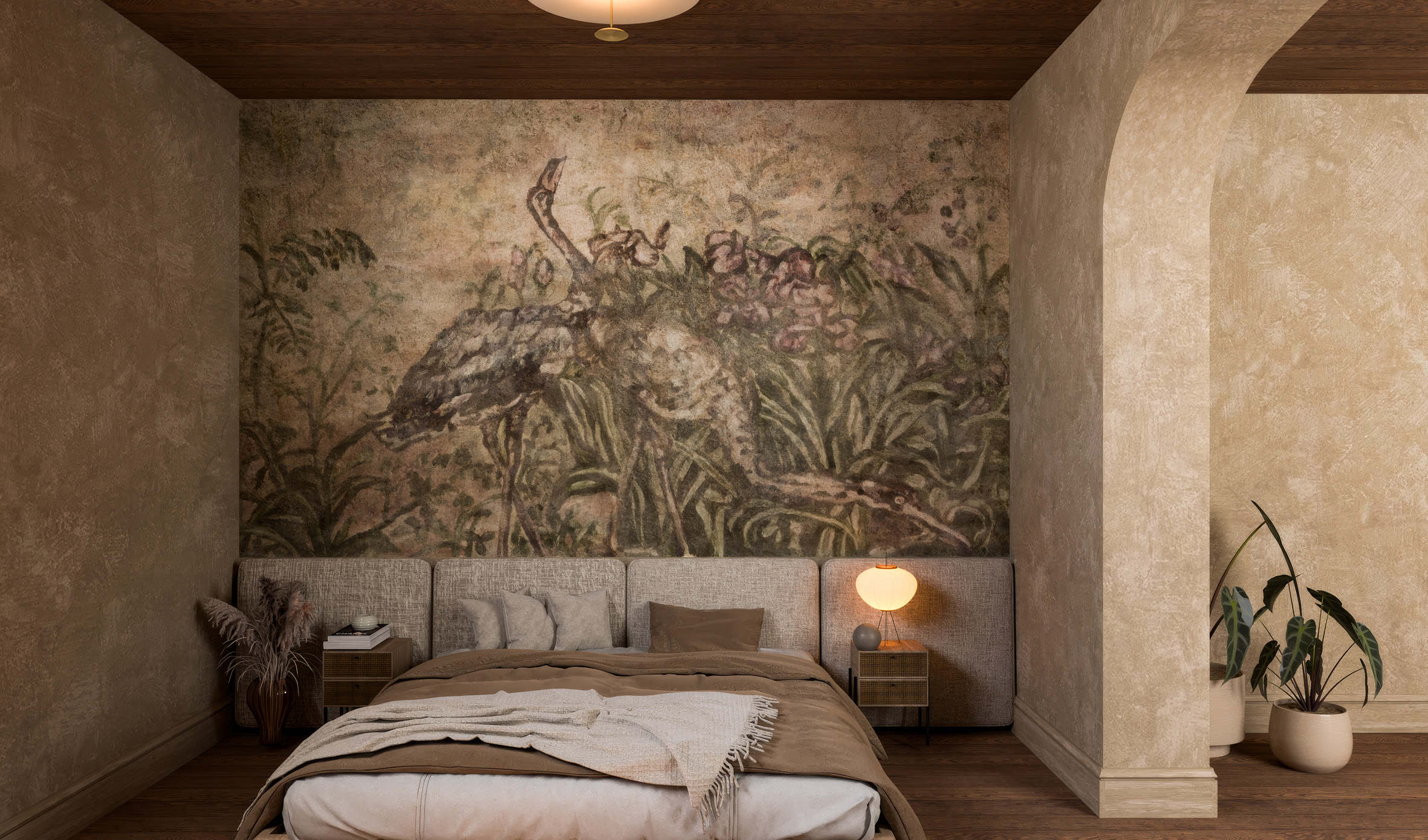Tapeta artystyczna Lascaux — Słoneczny ukłon, wizualizacja wnętrza | Wallfam